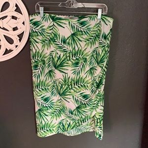 Palm print faux wrap skirt large